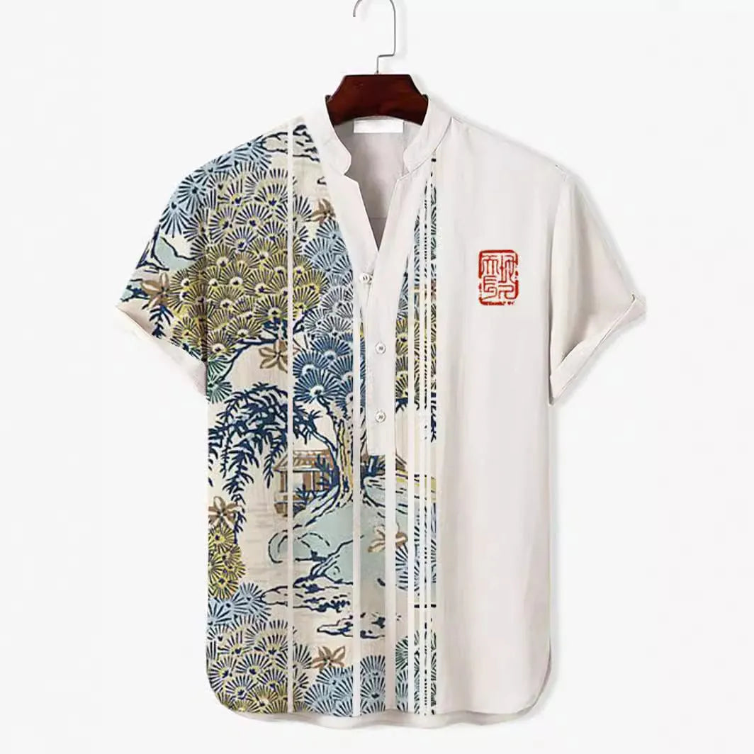 Men's 3D digital animal print short sleeve T-shirt on a hanger, available in multiple colours and sizes up to 5XL.