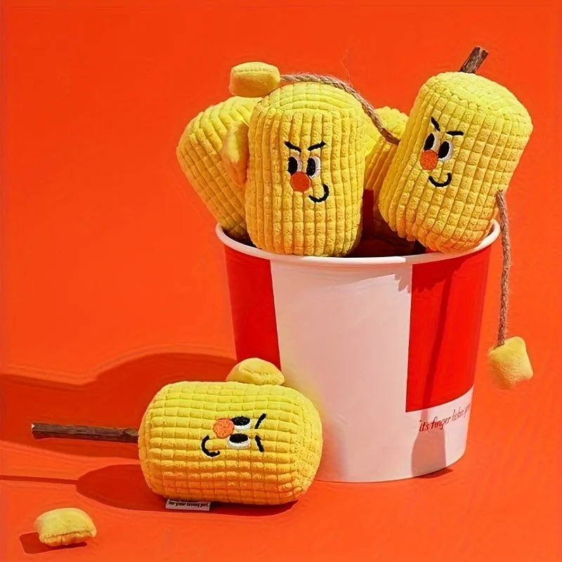 Polio wood corn cob shaped cat toy with catnip for dental cleaning.