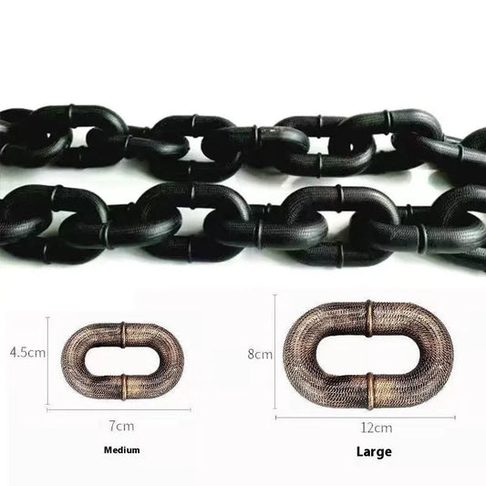 Dog leash simulation prop in antique silver, bronze, or black colour with PP material and length options for video spoofs