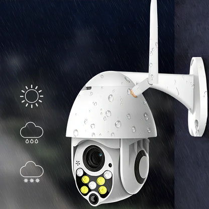 Outdoor dome WiFi surveillance camera with 1080p resolution and 15m infrared night vision capability
