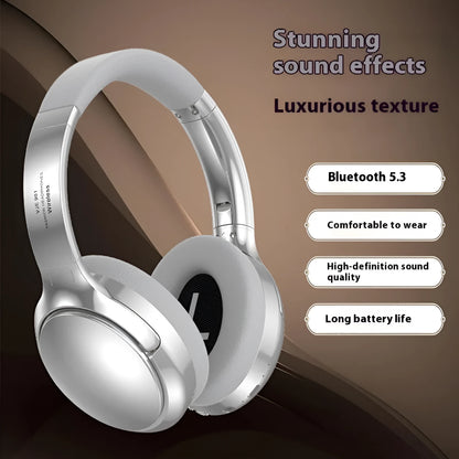 Retro style Bluetooth headphones with metal frame in brown, silver, or black colour