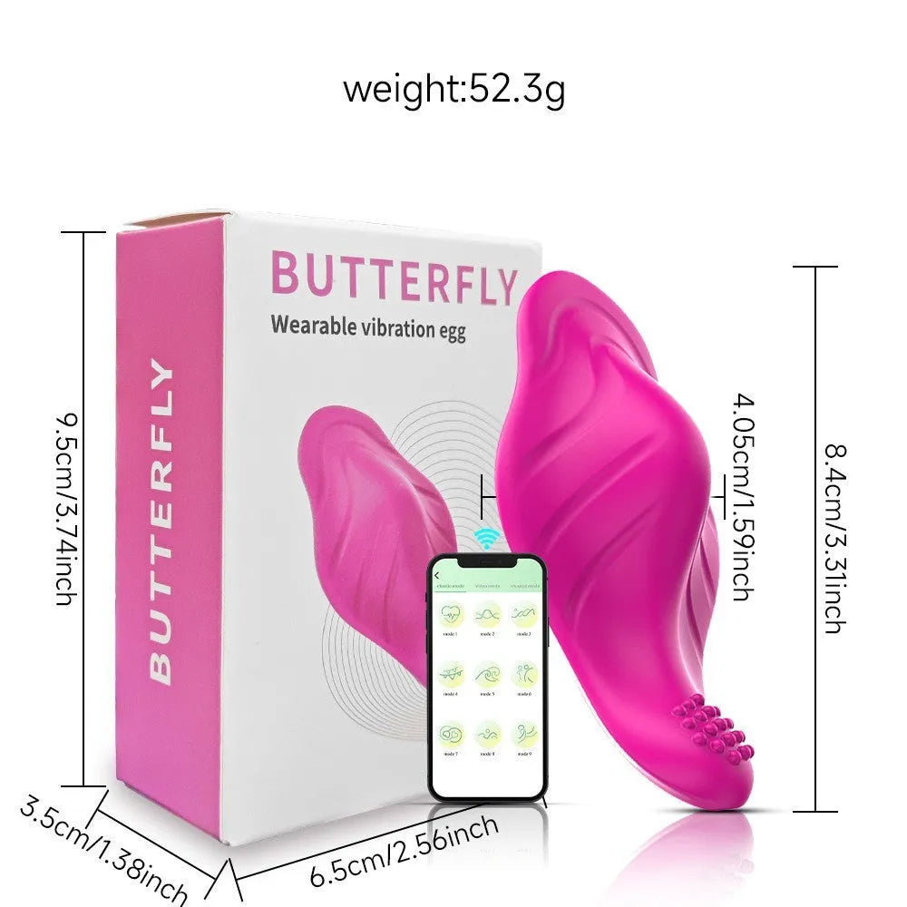 Rose Red wearable butterfly massager with APP control and USB charging port
