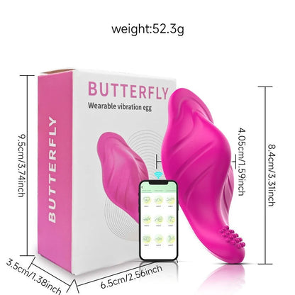 Rose Red wearable butterfly massager with APP control and USB charging port