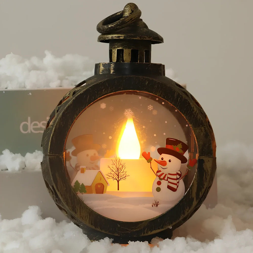 Christmas candle light decoration with retro window design measuring 15cm height