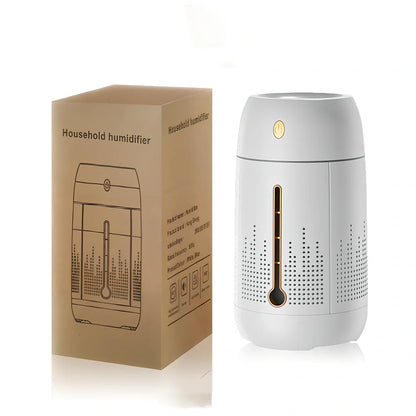 Round USB plug-in aromatherapy humidifier with ambient light and 1.0-2.5 litre water capacity