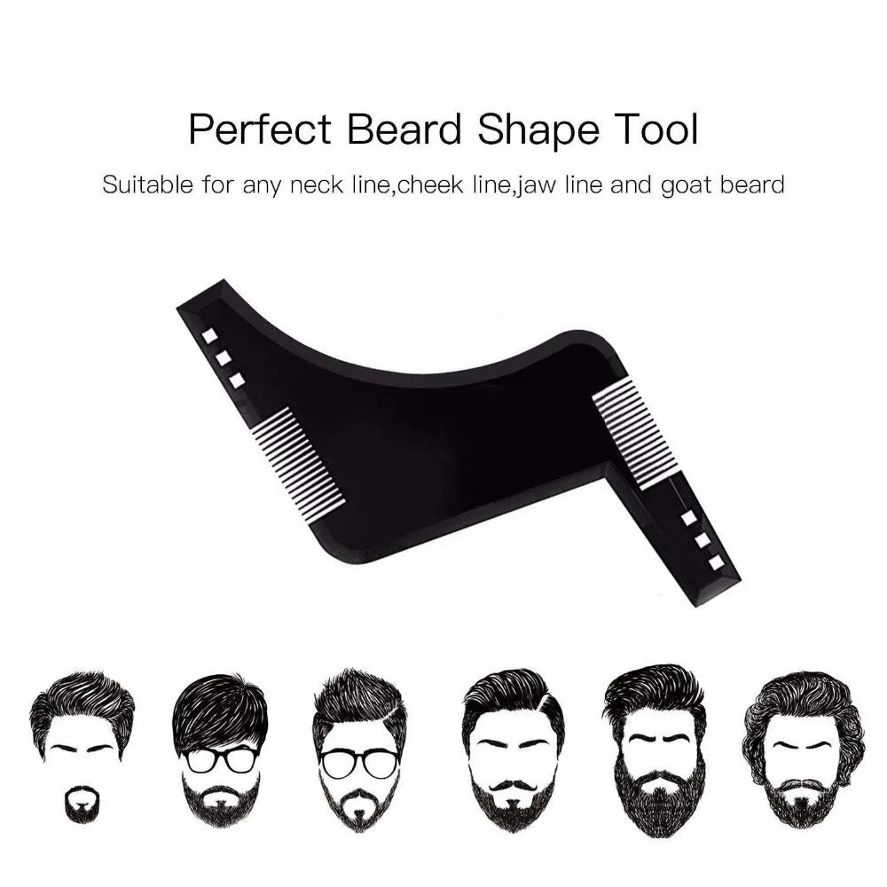 Zafrani double-sided beard comb in transparent black, ABS plastic, approximately 17cm by 11.5cm