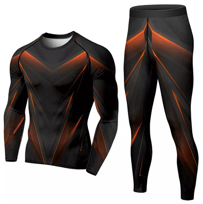Men's winter compression tracksuit in dazzling colors for running and fitness