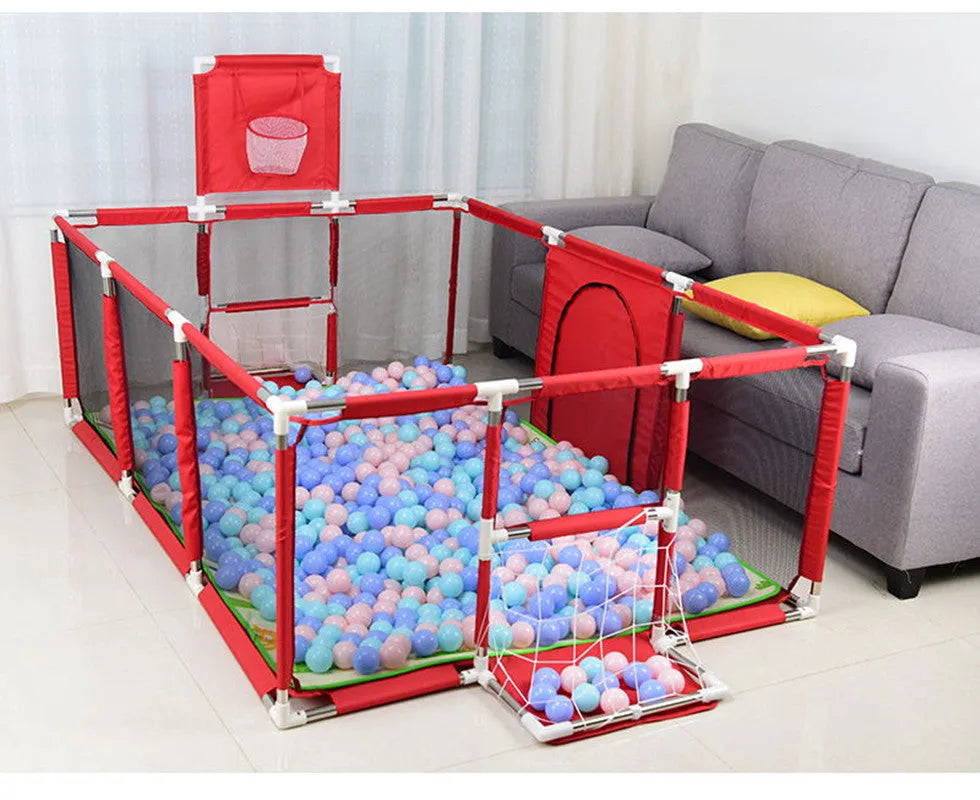 Children's playpen tent with steel pipe framework and Oxford cloth fencing in multiple colour options