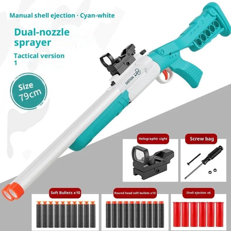 Double-barreled S686 shell-ejecting toy shotgun folded to 40cm with 20 soft bullets