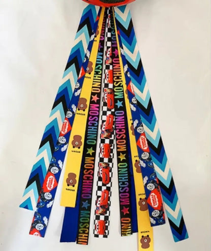 Children's helmet streamer with 60 cm polyester ribbon in colours like apricot and khaki for roller skating and skiing