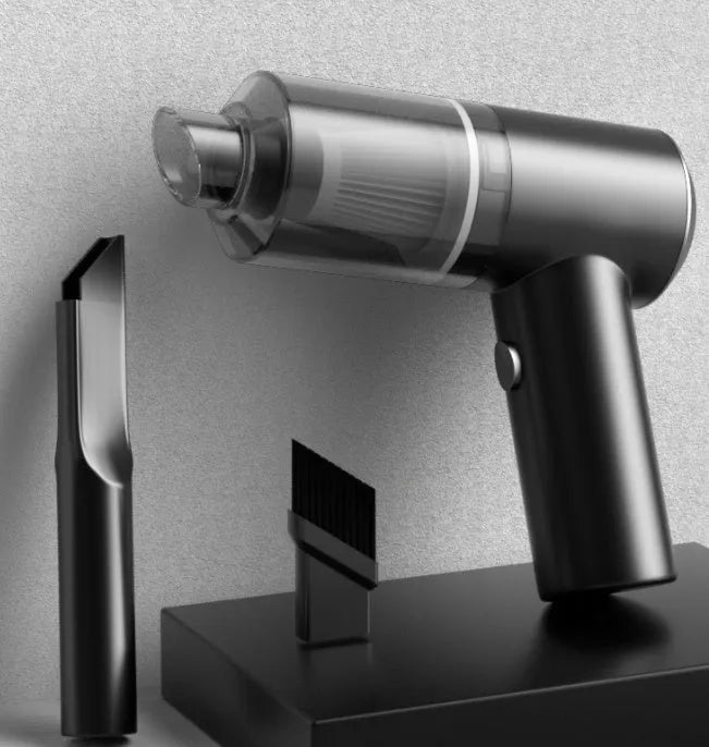Compact wireless car vacuum cleaner with 6000PA suction measuring 16.5cm for cleaning tight spaces