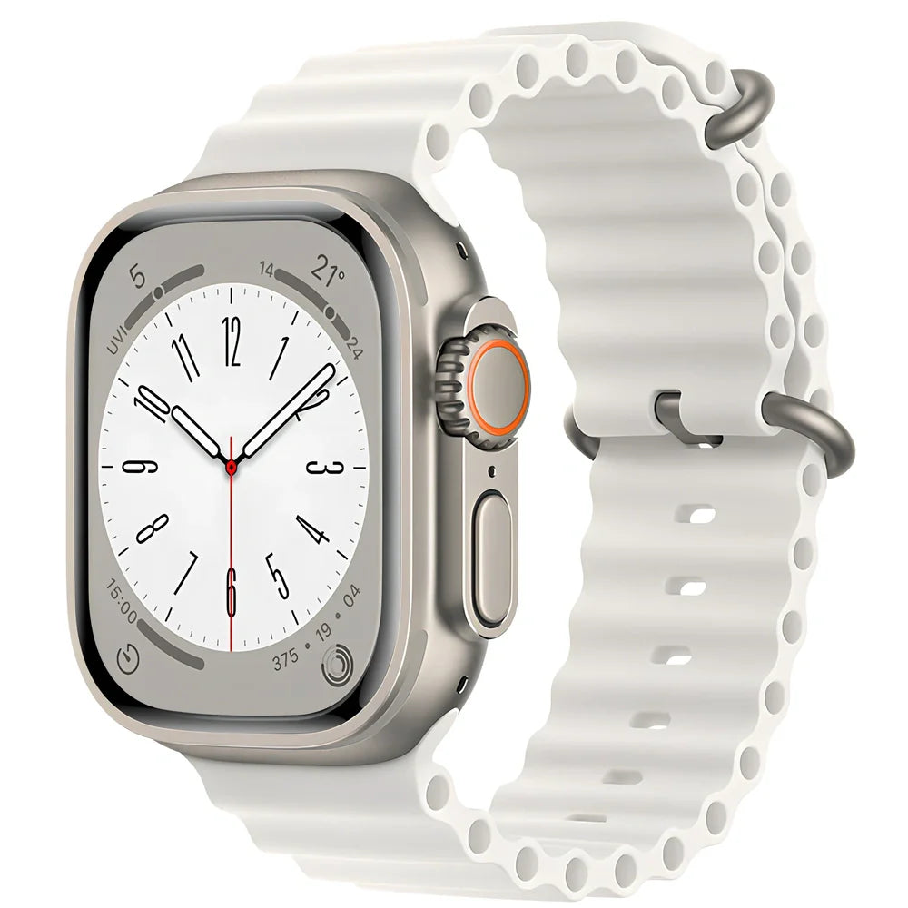 Ocean silicone watch band in midnight blue for Apple Watch 42mm, with buckle closure and flexible fit