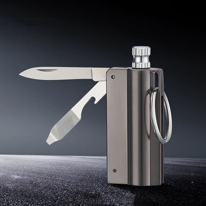 Waterproof key ring lighter with alloy body and wire drawing finish measuring 6cm length