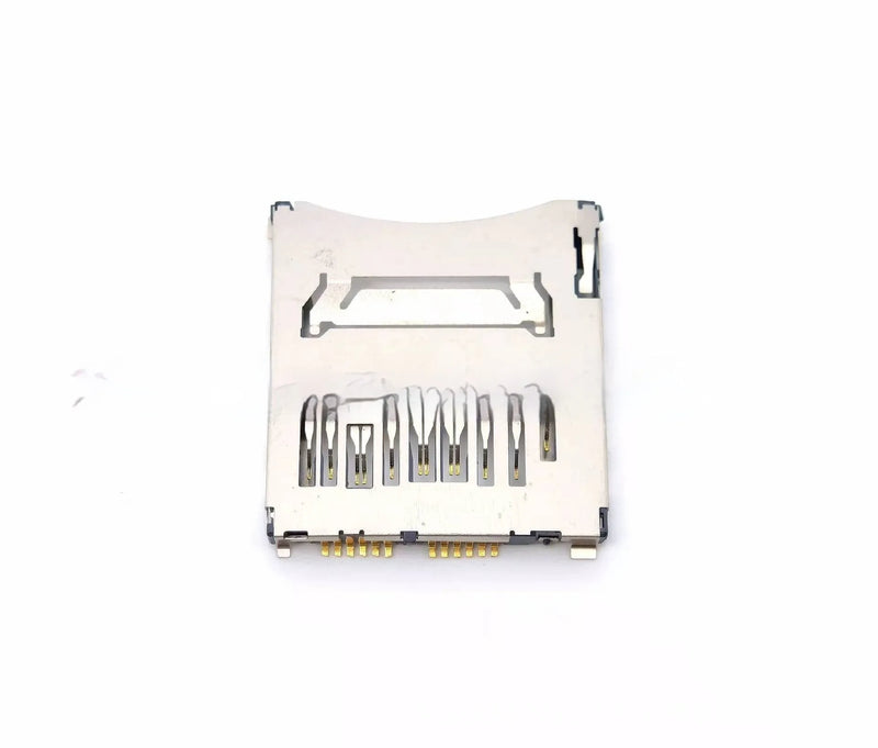 Camera memory card slot replacement part in black alloy with both high-foot and low-foot profile options for DIY repair and maintenance of compatible camera models, customisable according to specific camera make requirements