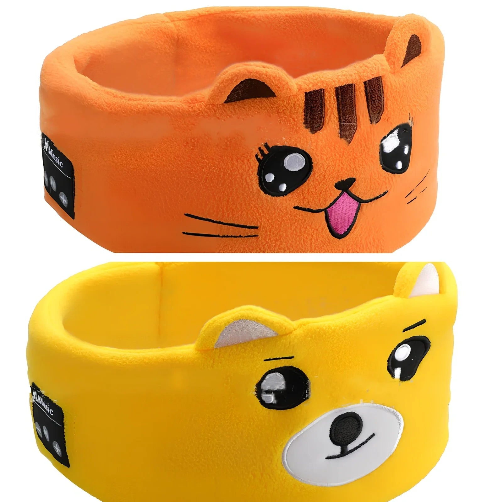 Bluetooth animal headband sleep mask with dinosaur hood showing integrated speakers and wireless design