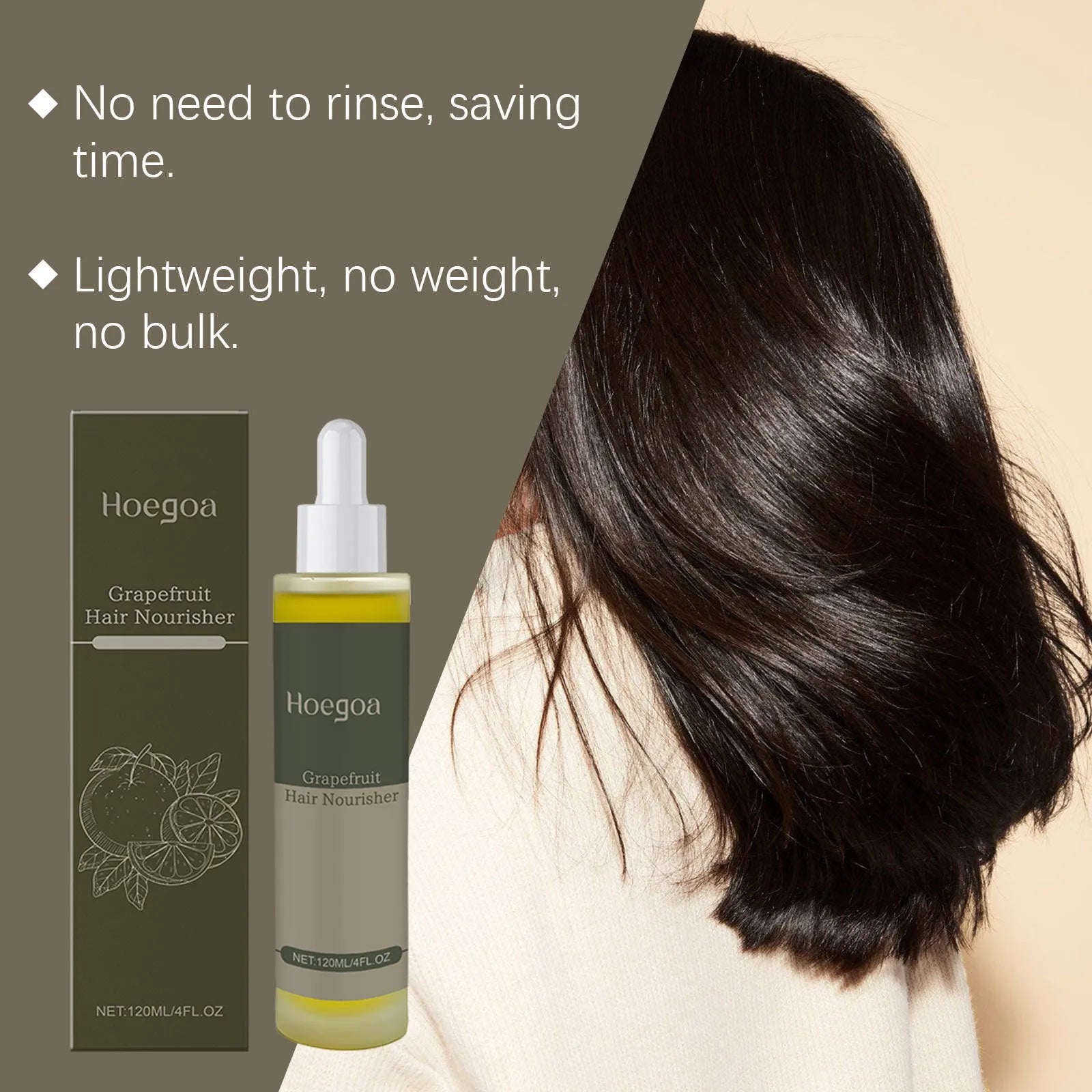 Grapefruit Hair Conditioner bottle with 120ml capacity, showing natural oils and vitamin E ingredients
