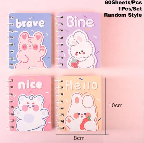 Coil-bound pocket notebook with cloth cover measuring 105x80mm with themed design