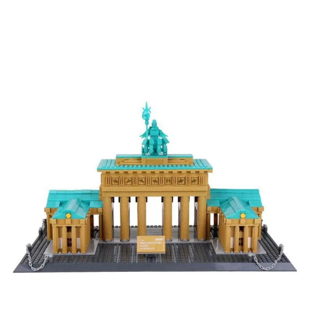 Wange building block set with 800+ ABS plastic pieces for constructing architectural landmark models