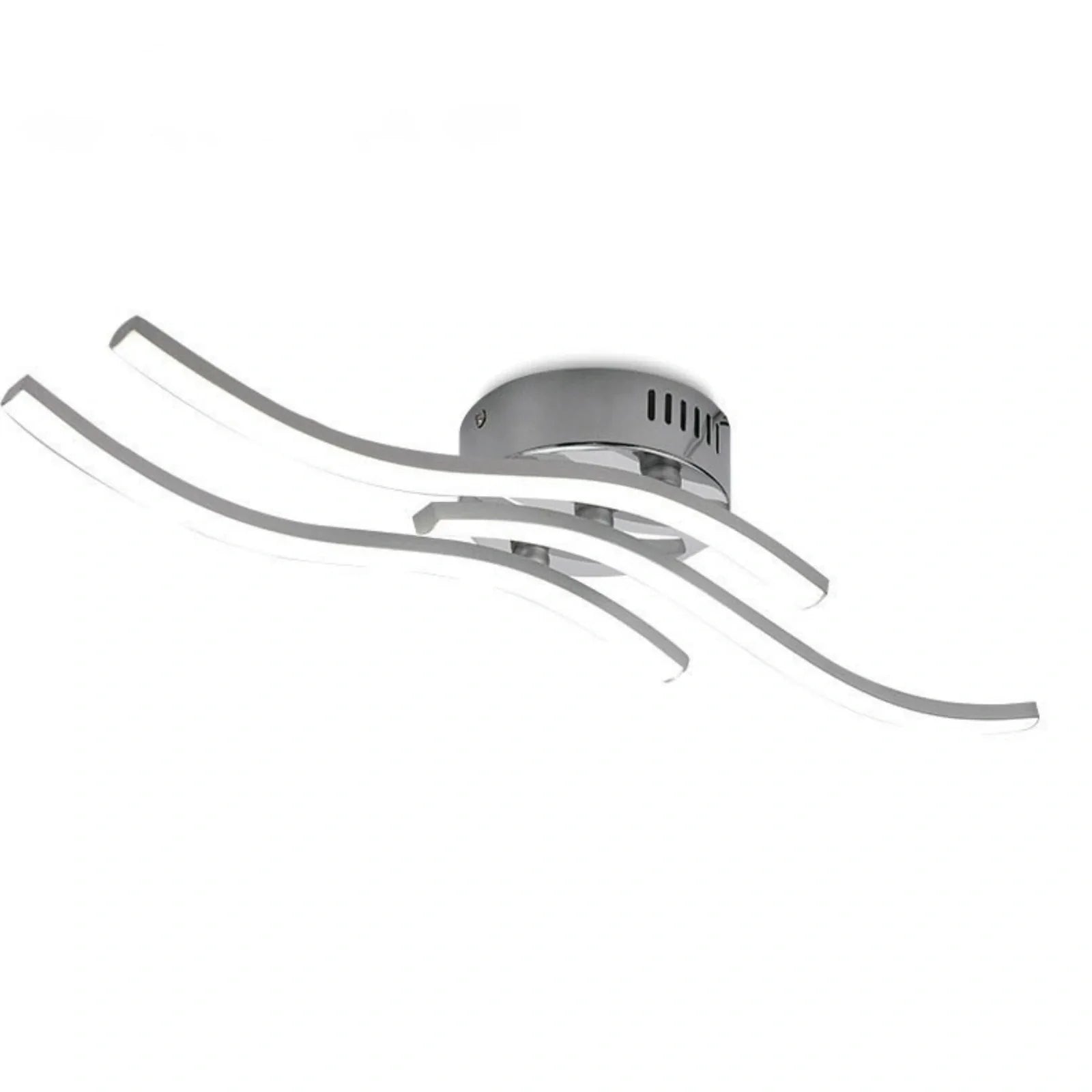 White aluminium ceiling lamp with modern design and LED lighting for room illumination