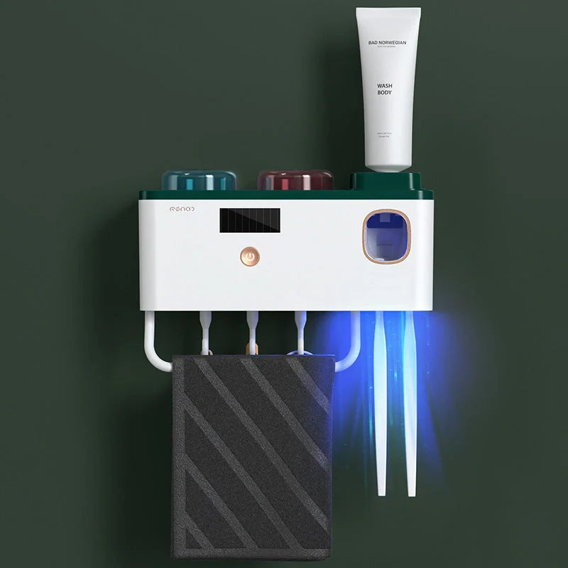 Multifunctional UV Germicidal Toothbrush Rack with magnetic cup and USB power