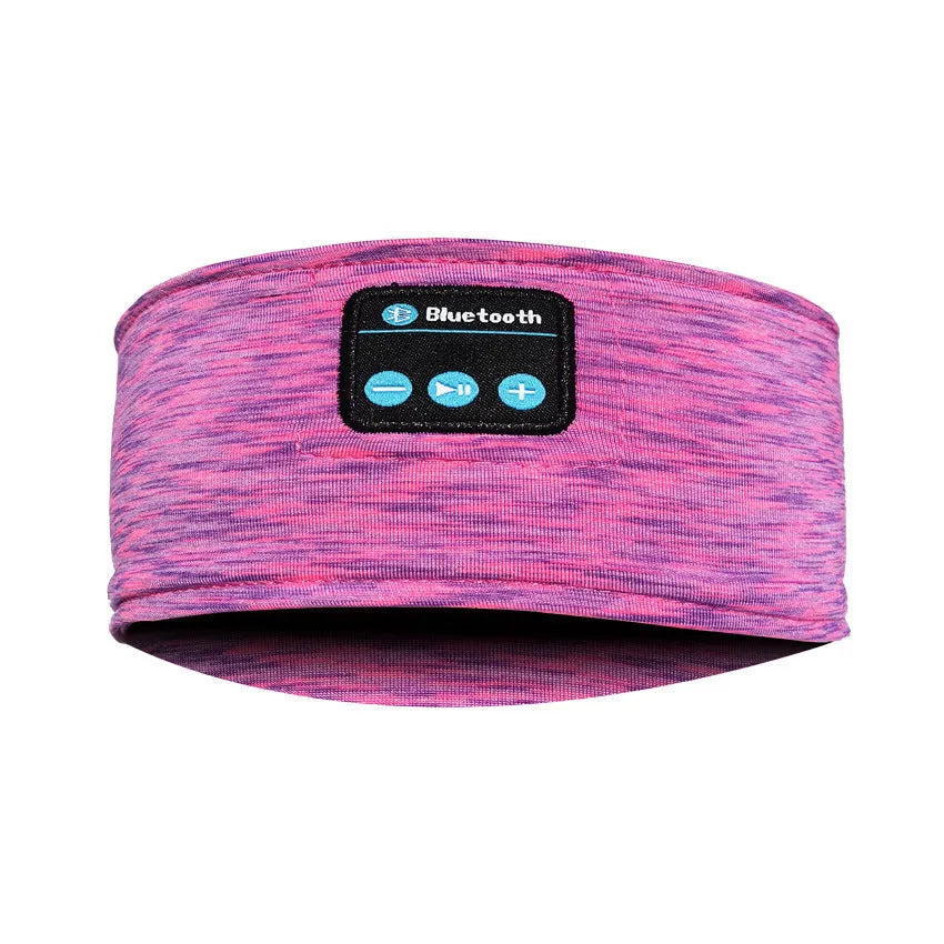 Wireless eye mask Bluetooth headset running headscarf in pink with music label, head-mounted stereo design