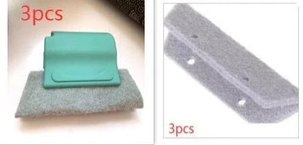 Window groove cleaning brush with comfortable grip and scouring pad head