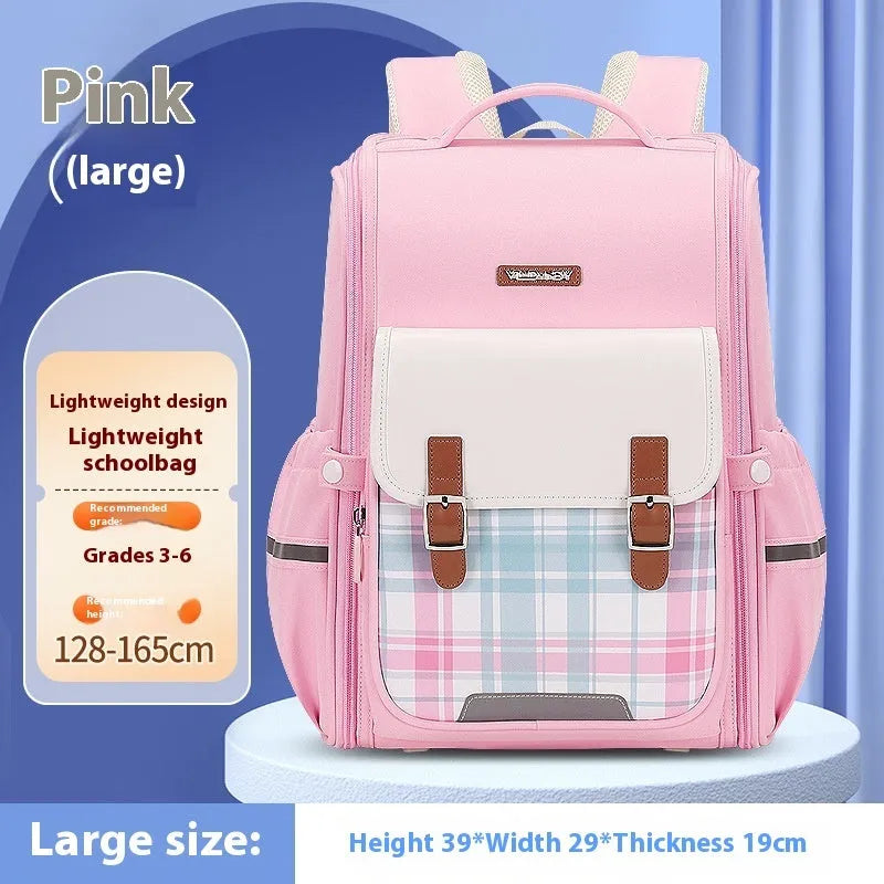 Navy blue student backpack with multiple pockets, made from durable oxford cloth for school children.