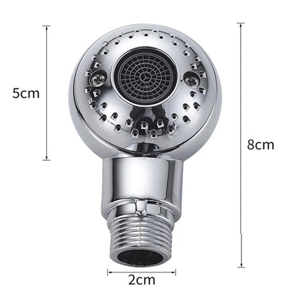 Small silver handheld shower head for gentle washing of pets and babies.