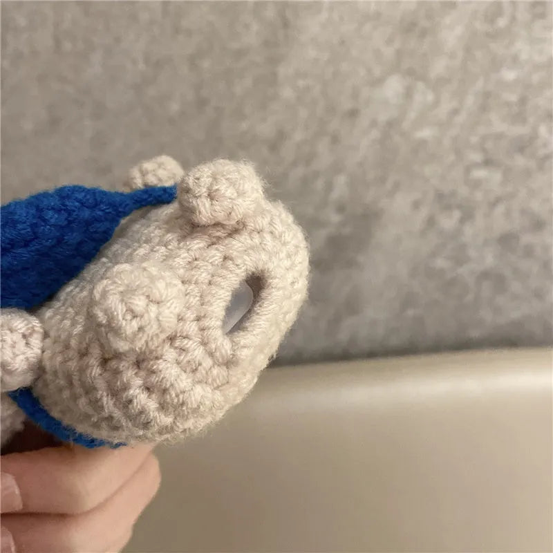 Handmade knitted backpack koala bear earphone cover for AirPods case in knitted material
