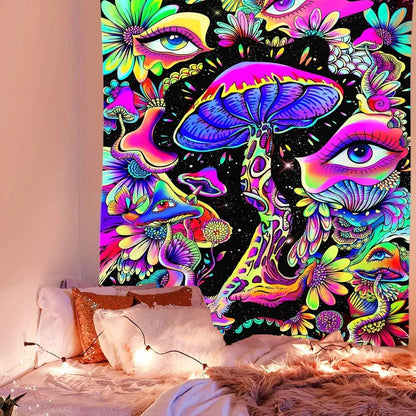 Brushed polyester wall tapestry showing texture detail and rectangular shape with size options from 95cm to 230cm