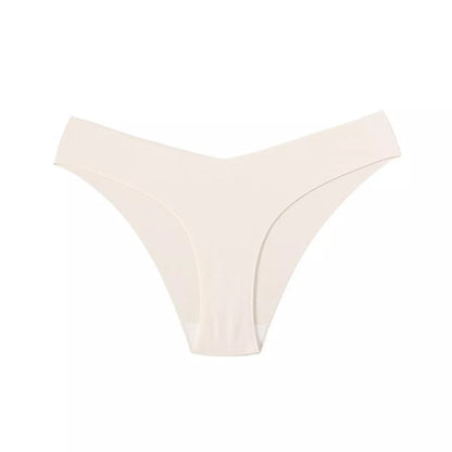 Women's V-shaped Waistband Seamless Ice Silk Panties in a 5-color set