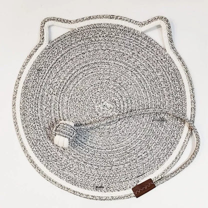 Braided cotton rope cat claw mat with integrated toy ball in various colors