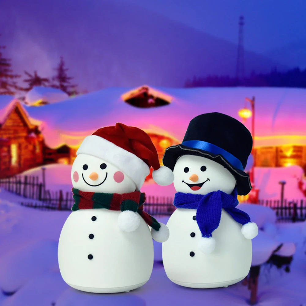 Snowman-shaped night light with soft, color-changing glow for festive home decor