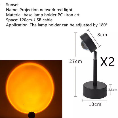 WiFi LED Sunset Projector Light with 16 color options and smart control