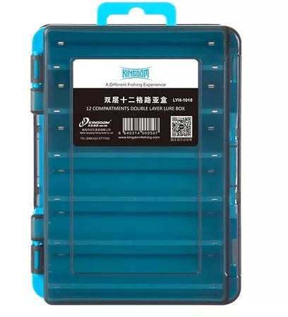 Double-layer bait storage box in vibrant orange or sky blue with Y groove and drain hole