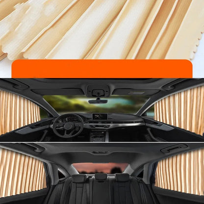 Auto retractable car sun curtain for windshield sunscreen protection in black colour