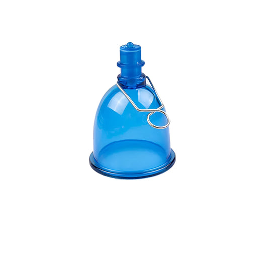 Blue silicone male masturbator shown in small, medium, and large size options.