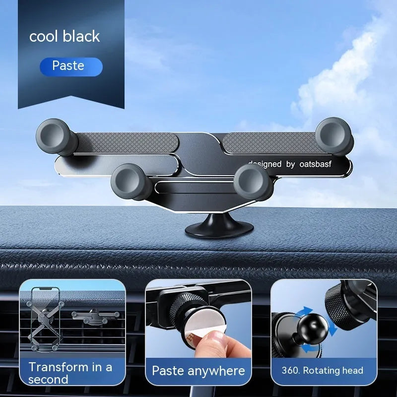 Aluminium alloy car phone mounting bracket showing snap-on design with silver finish
