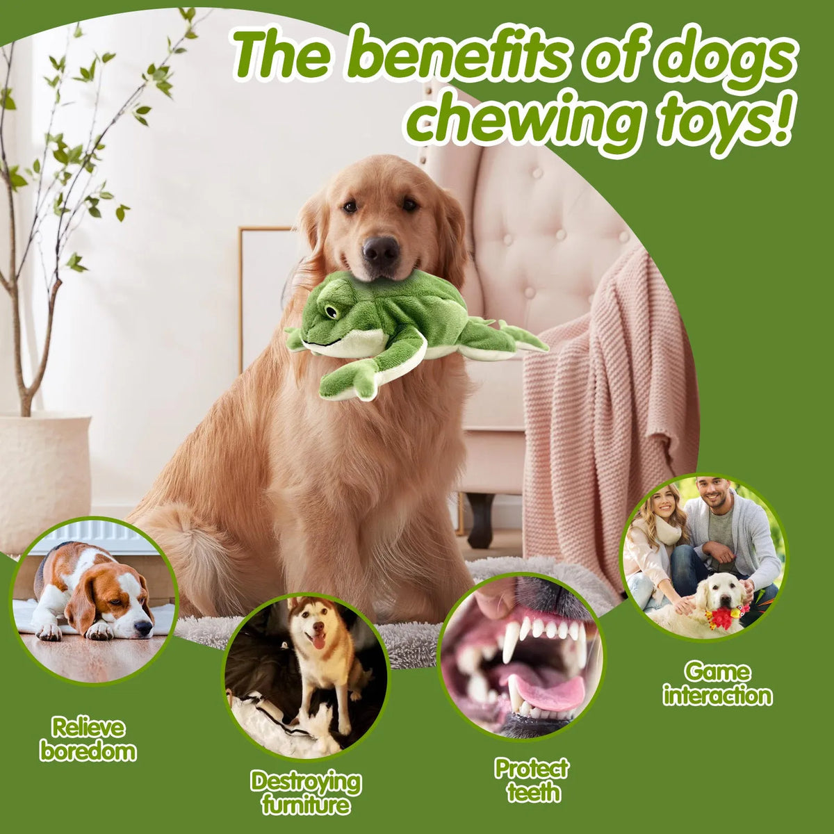 Green plush dog toy 27x16x5cm 57g sound and bite-resistant pet companion toy
