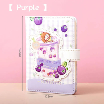 Magnetic buckle notebook hand ledger in pink, yellow, green, and purple with paper pages