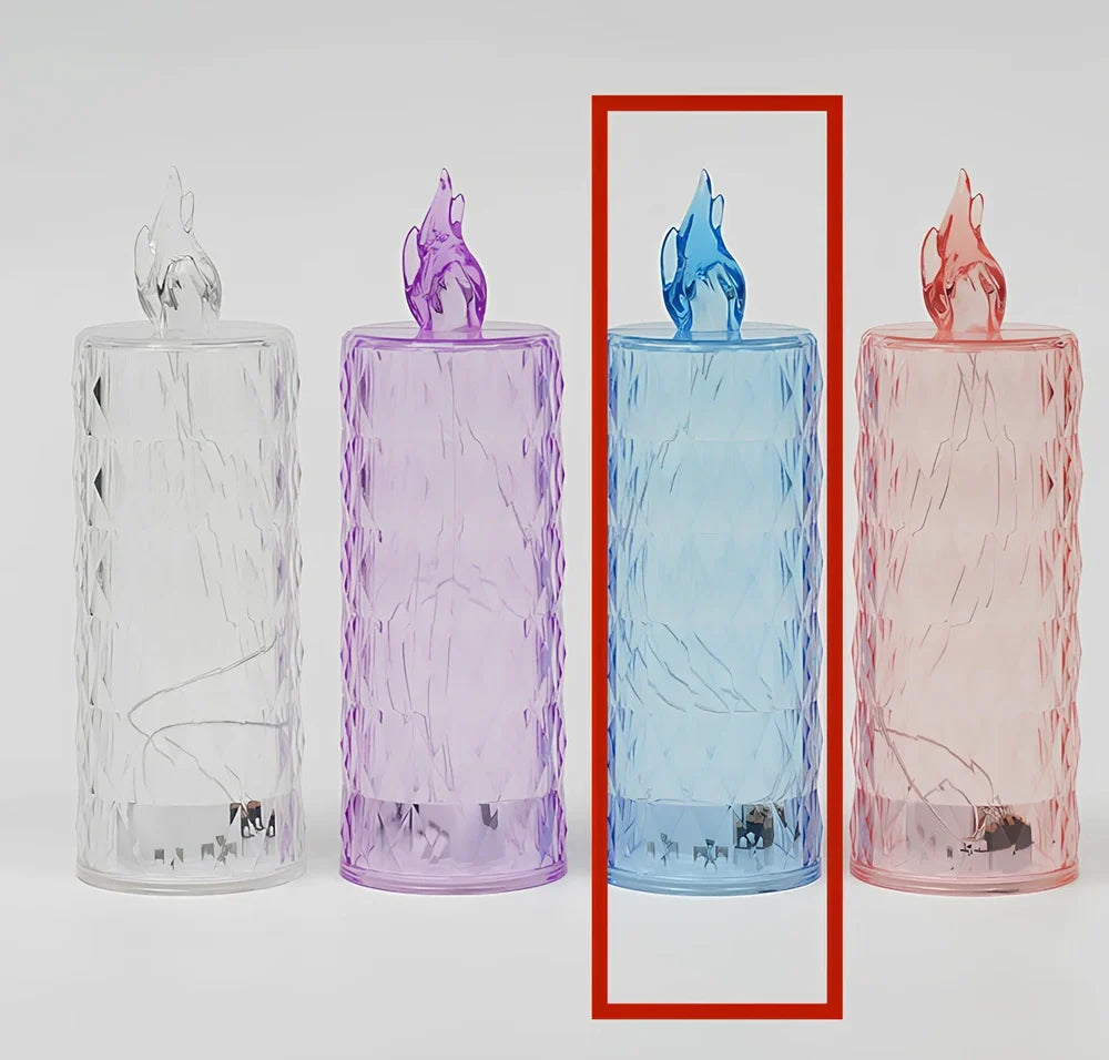 LED electronic candle light in transparent colour with diamond pattern, 15cm height