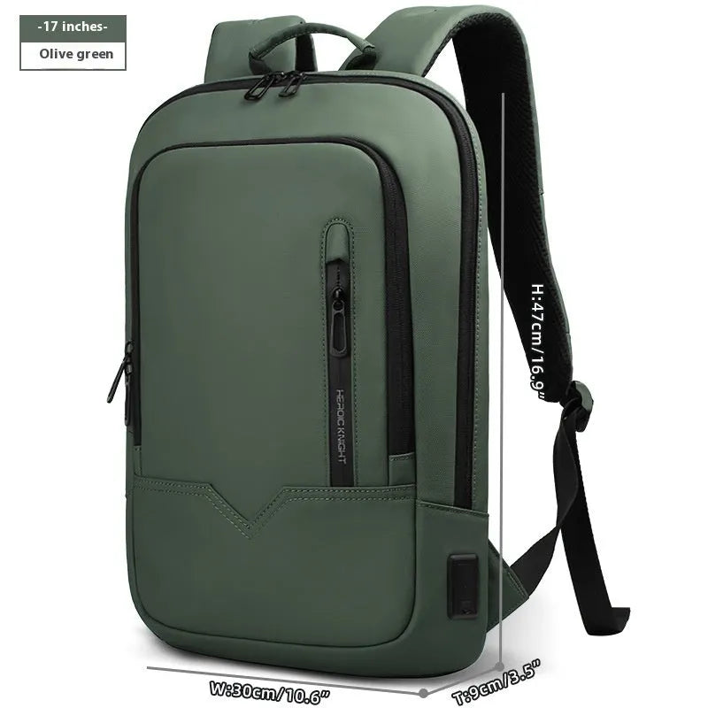 Lightweight men's polyester commuter backpack with USB charging port in multiple colour options.