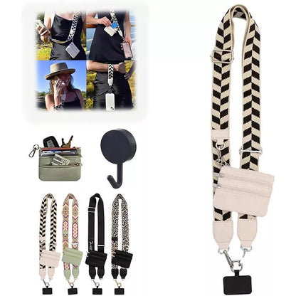 Adjustable mobile phone lanyard with zipper bag in multiple colors