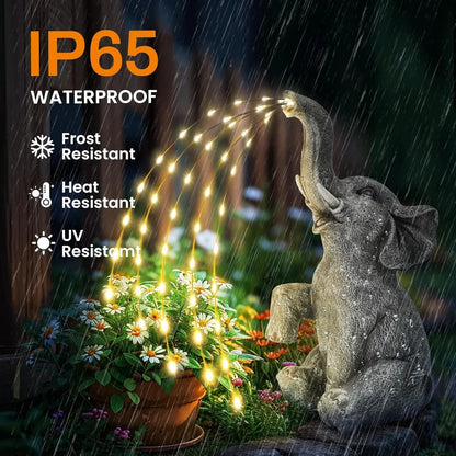 Resin elephant garden sculpture with LED lighting, 45cm tall with weatherproof IP65 rating