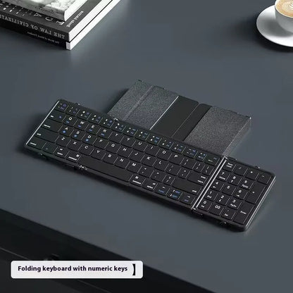 Black folding Bluetooth keyboard with choice of digital board or touchpad interface for tablets