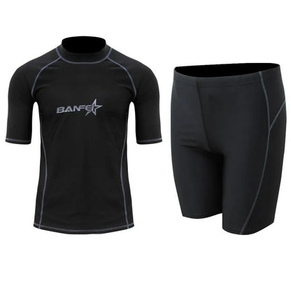 Men's blue quick-drying half sleeve swim top and pants set for swimming and snorkelling