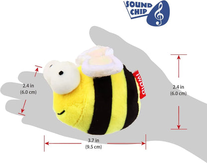 Yellow bee-shaped cat toy with flannelette fabric, motion-activated squeaking sound mechanism for interactive play
