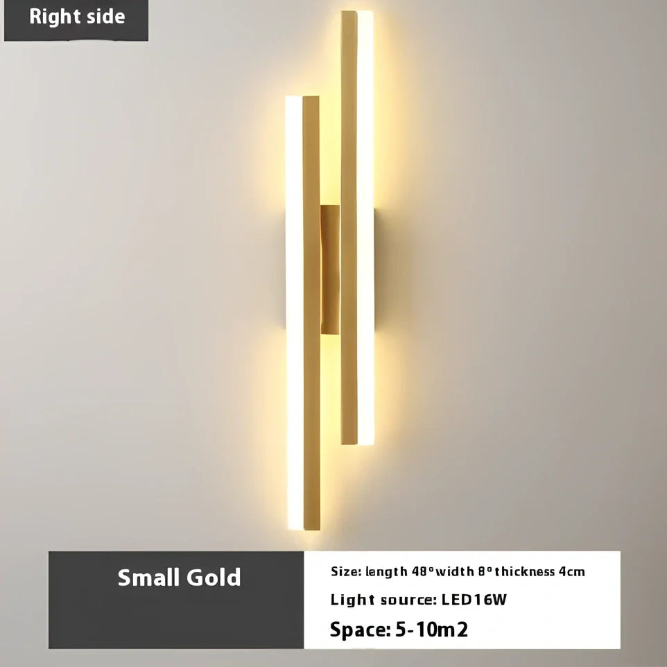 Scandinavian minimalist LED indoor wall light in 50cm black finish with tricolour acrylic shade, 220V powered for home use