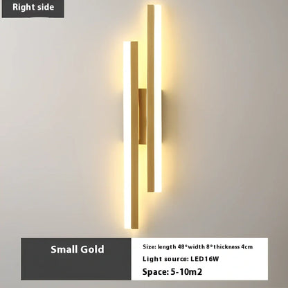 Scandinavian minimalist LED indoor wall light in 50cm black finish with tricolour acrylic shade, 220V powered for home use