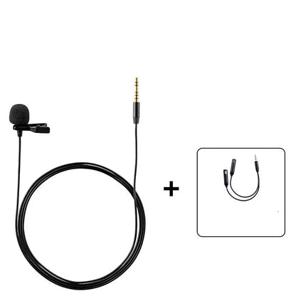 Wired lavalier lapel microphone with clip for clothing attachment and omni-directional audio capture